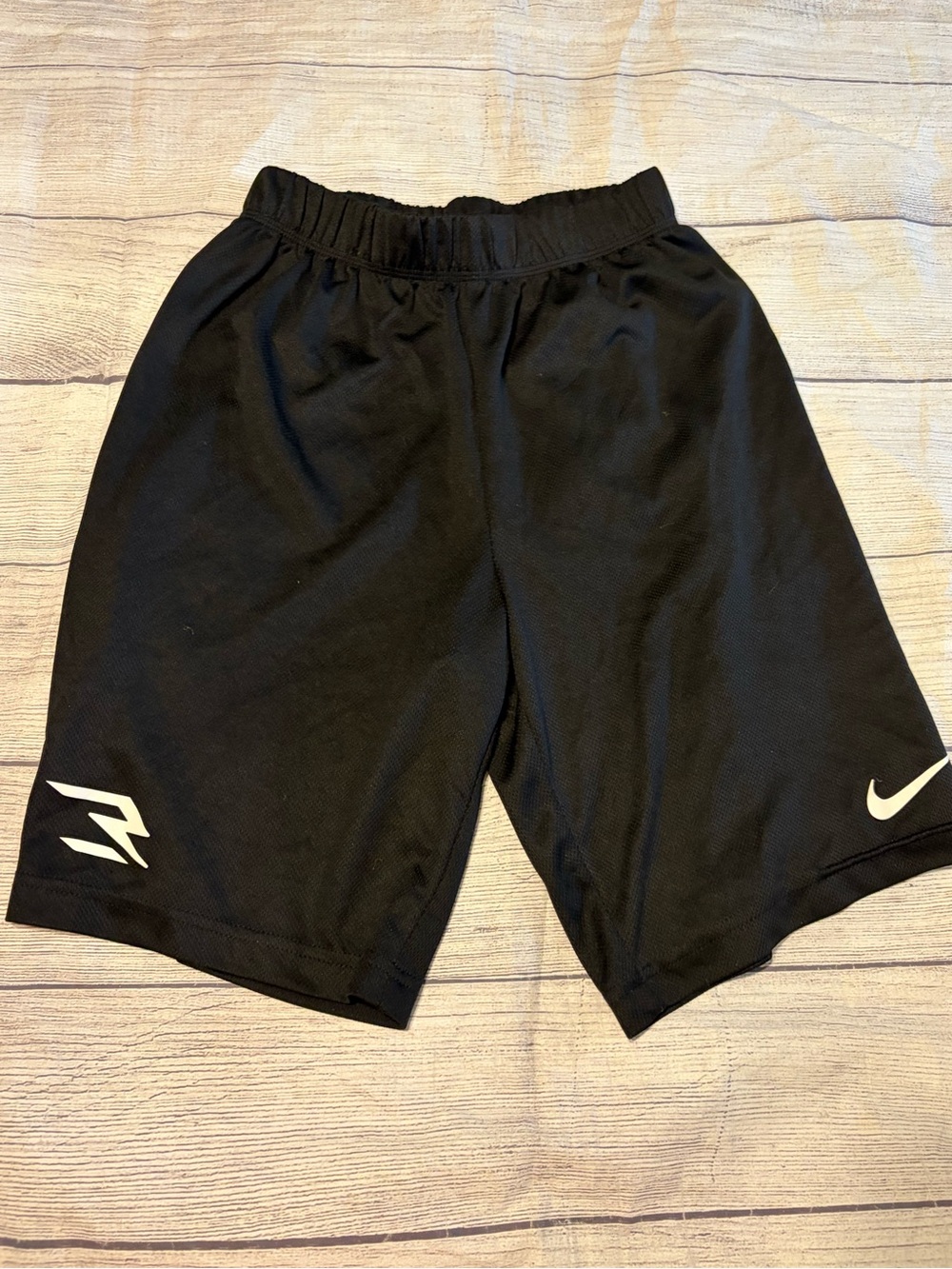 Nike Black Kids Athletic Shorts with White Logo L